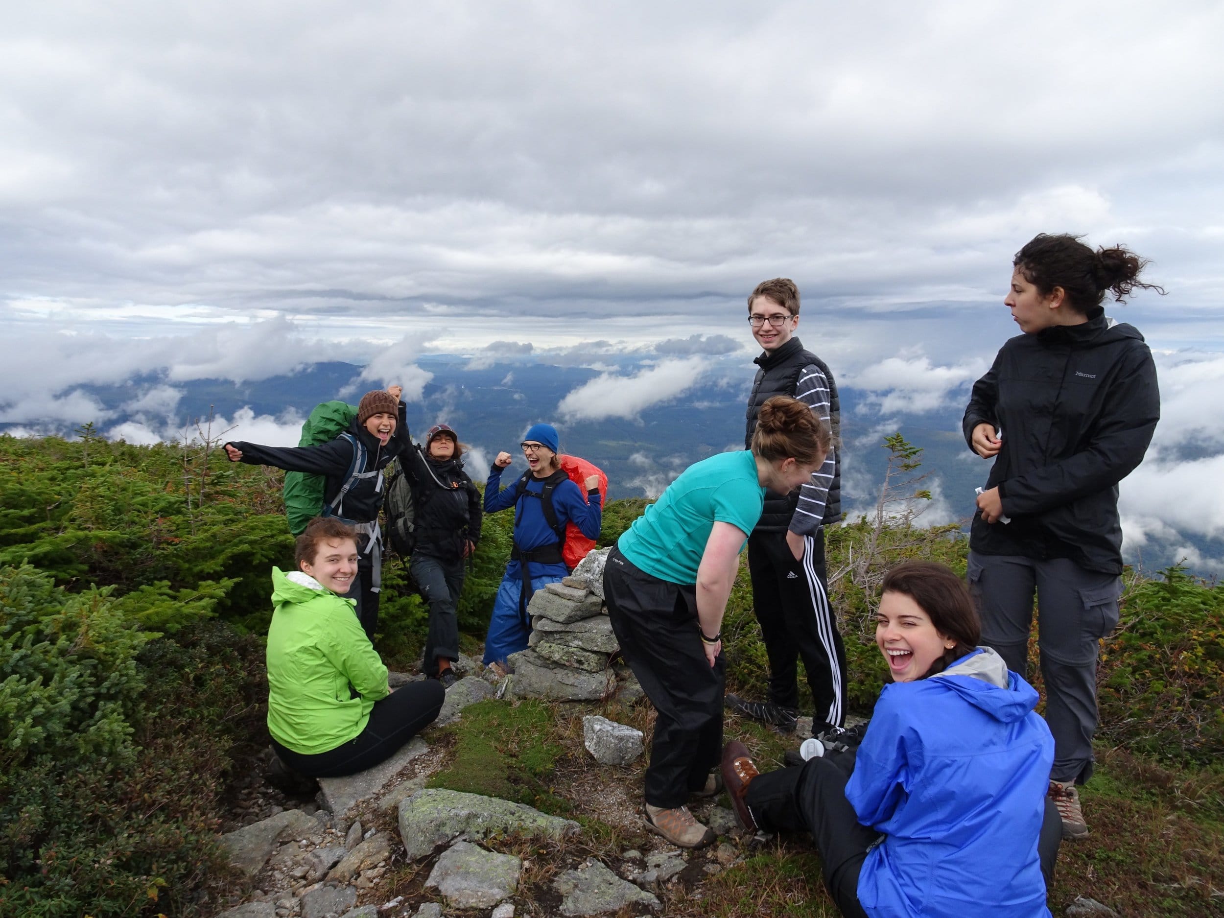  Monty with his fellow gappers on a hiking trip in the White Mountains, 2015. 