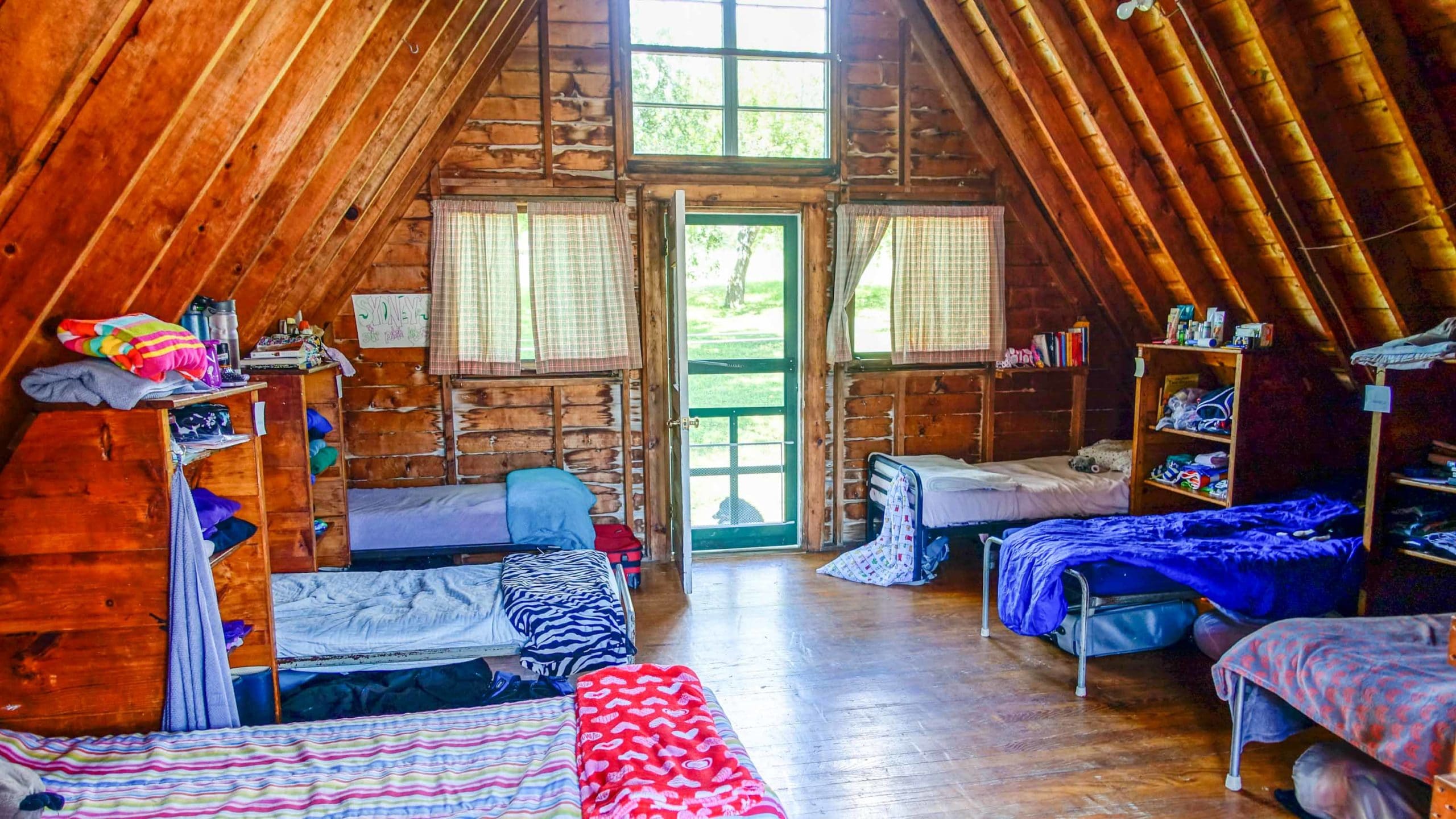 The interior of a cabin.