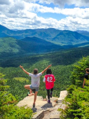 Campers hiking in the mountains.