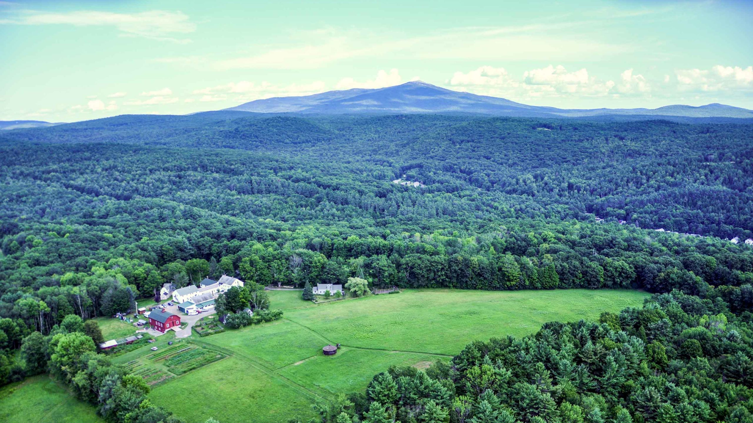 An aerial view of the Camp Glen Brook campus